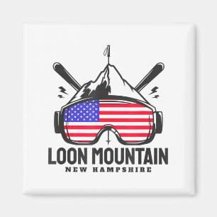 Loon mountain new hampshire usa ski retro skiing magnet