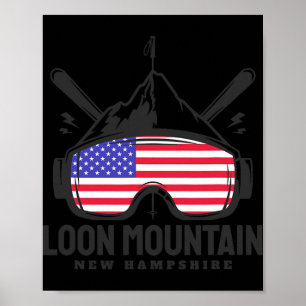 Loon Mountain New Hampshire Usa Ski Retro Skiing Poster