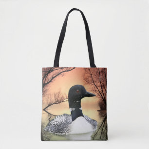 Loon On Lake Loon Reflections Call Of The Loon Tote Bag
