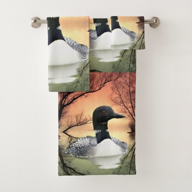 Loon Reflections Bath Towel Set (Insitu)