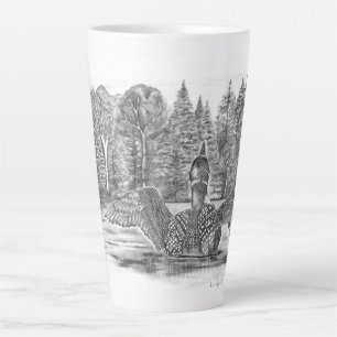 Loon Spreading Its Wings Latte Mug