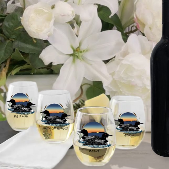 Loon Sunset Blue Stemless Wine Glass (Creator Uploaded)