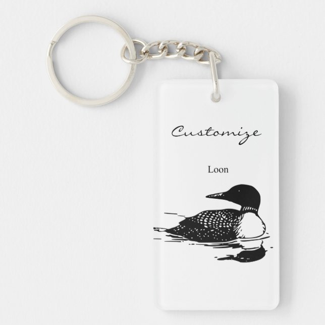 Loon Swimming Bird Art Thunder_Cove Keychain (Front)