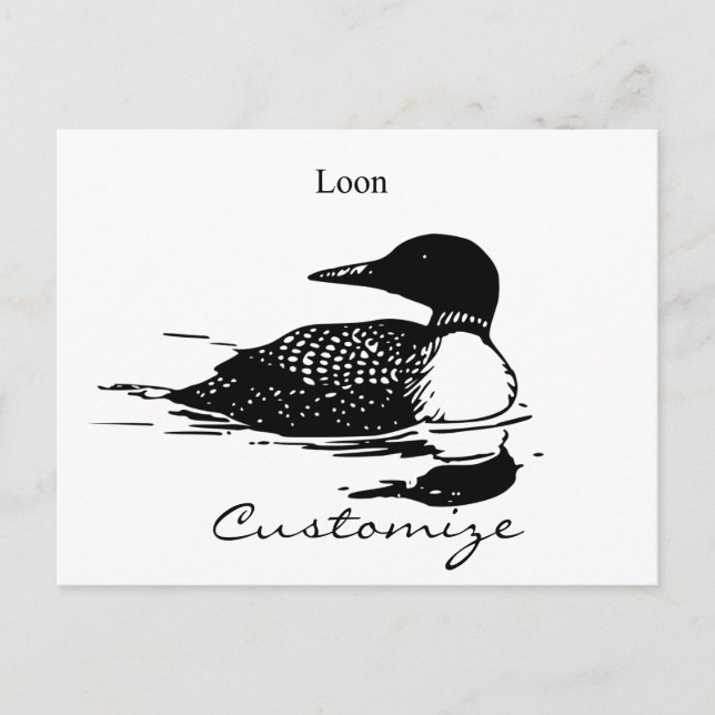 Loon Swimming Bird Art Thunder_Cove Postcard (Front)