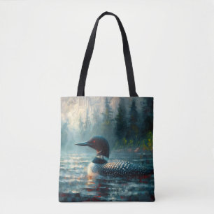 Loon Swimming on Lake Art Tote Bag