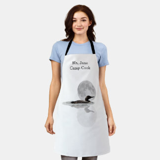Loon Swims In The Moonlight Apron
