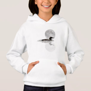 Loon Swims In The Moonlight Children's Girl Hoodie