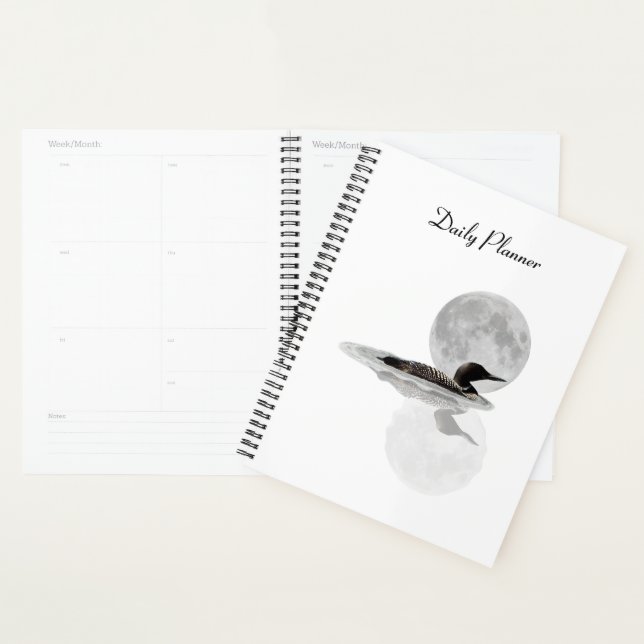 Loon Swims In The Moonlight Daily Planner (Display)
