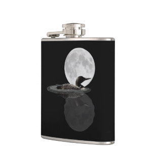 Loon Swims In The Moonlight Drink Flask
