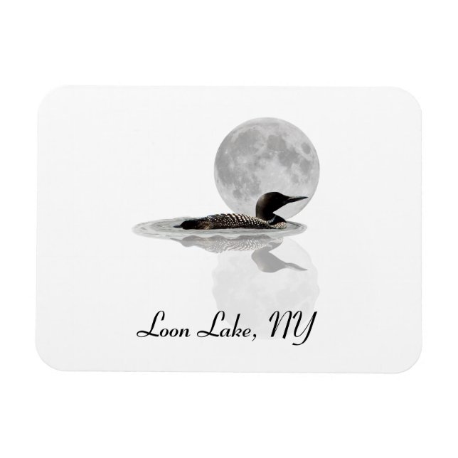 Loon Swims In The Moonlight Flexible Magnet (Horizontal)