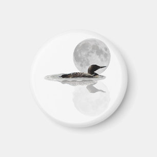 Loon Swims In The Moonlight Magnet