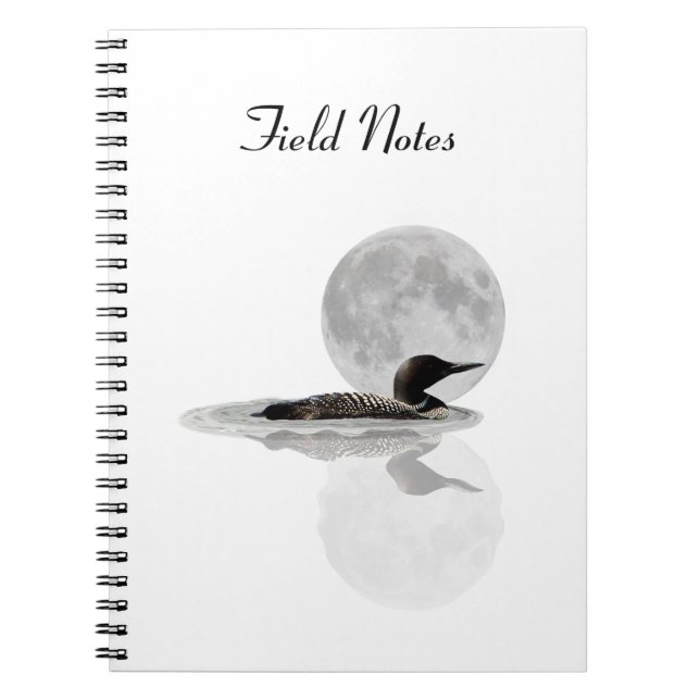 Loon Swims In The Moonlight Spiral Notebook (Front)