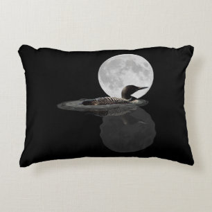 Loon Swims In The Moonlight Throw Pillow