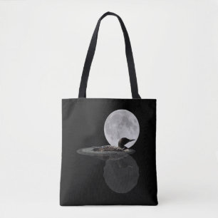 Loon Swims In The Moonlight Tote Bag