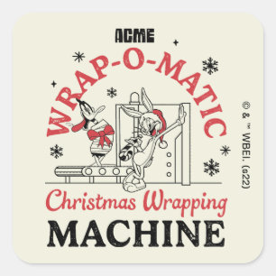 LOONEY TUNES™   ACME Wrap-O-Matic Wrapping Machine Square Sticker