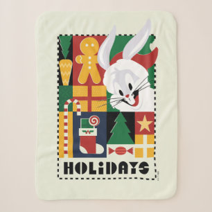 LOONEY TUNES™ BUGS BUNNY™ Holidays Badge Sherpa Blanket