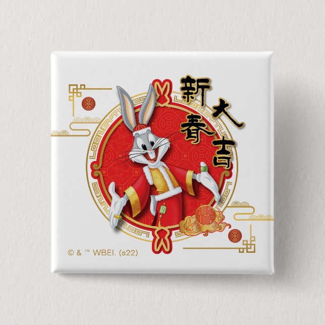 LOONEY TUNES™ | BUGS BUNNY™ Spring Fortune 2 Inch Square Button (Front)
