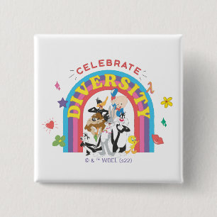 LOONEY TUNES™ - Celebrate Diversity Pride Rainbow 2 Inch Square Button