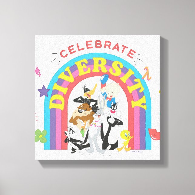 LOONEY TUNES™ - Celebrate Diversity Pride Rainbow Canvas Print (Front)