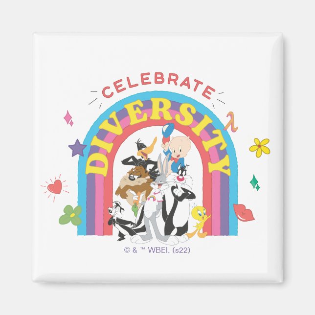 LOONEY TUNES™ - Celebrate Diversity Pride Rainbow Magnet (Front)