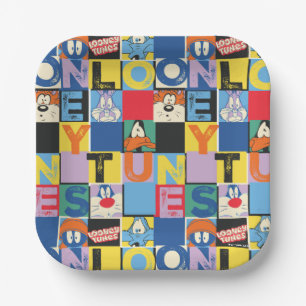 LOONEY TUNES™ Character Chequered Blocks Paper Plate