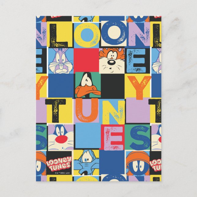 LOONEY TUNES™ Character Chequered Blocks Postcard (Front)