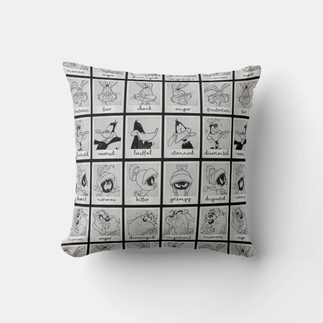 LOONEY TUNES™ Character Emotion Chart Throw Pillow (Front)