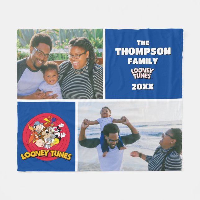 LOONEY TUNES™ Character Logo Family Photo Fleece Blanket (Front (Horizontal))