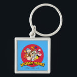 LOONEY TUNES™ Character Logo Keychain<br><div class="desc">This Classic Looney Tunes logo features all your favourite characters. Bugz,  Tweety,  TAZ,  Porky,  Sylvester,  Yosemite Sam,  Road Runner,  Daffy,  Yosemite Sam & Elmer Fudd.</div>