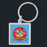 LOONEY TUNES™ Character Logo Keychain<br><div class="desc">This Classic Looney Tunes logo features all your favourite characters. Bugz,  Tweety,  TAZ,  Porky,  Sylvester,  Yosemite Sam,  Road Runner,  Daffy,  Yosemite Sam & Elmer Fudd.</div>