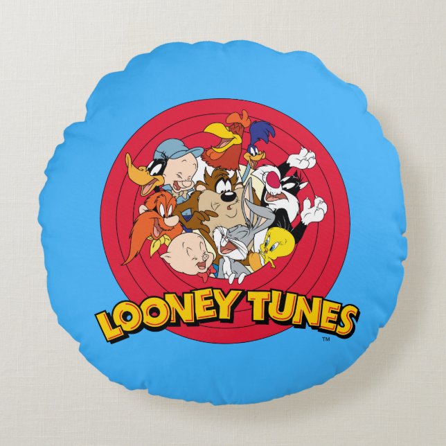 LOONEY TUNES™ Character Logo Round Pillow (Front)