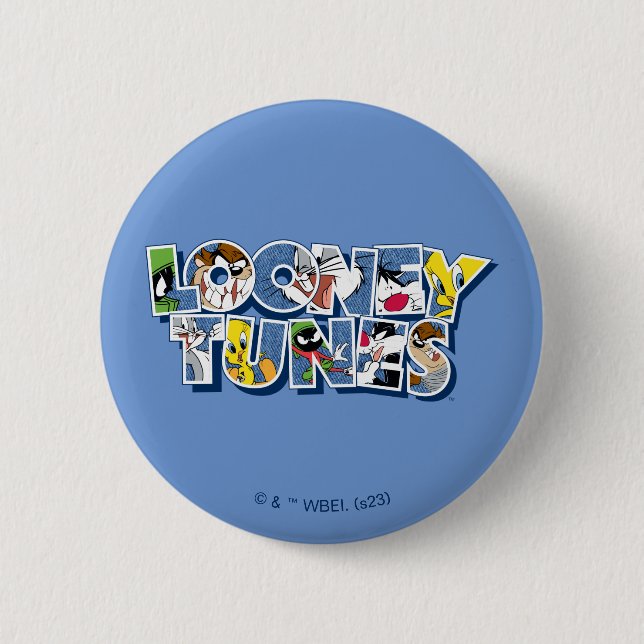 LOONEY TUNES™ Characters in Lettering 2 Inch Round Button (Front)