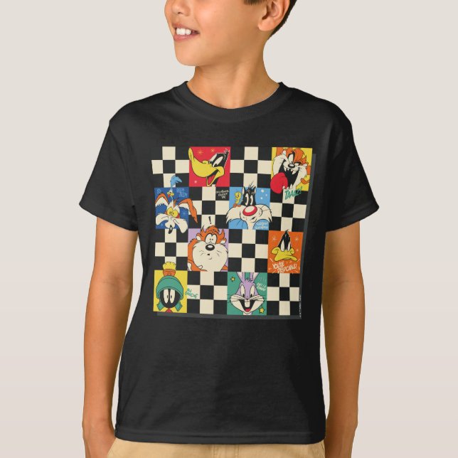 LOONEY TUNES™ Characters on Black & White Checker T-Shirt (Front)