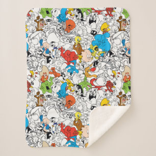 LOONEY TUNES™ Color Pop Pattern Sherpa Blanket