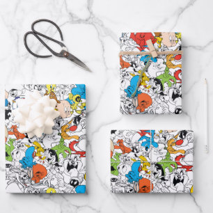 LOONEY TUNES™ Colour Pop Pattern Wrapping Paper Sheet