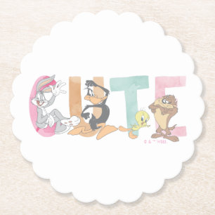 LOONEY TUNES™ Cute Watercolor Wordmark Paper Coaster