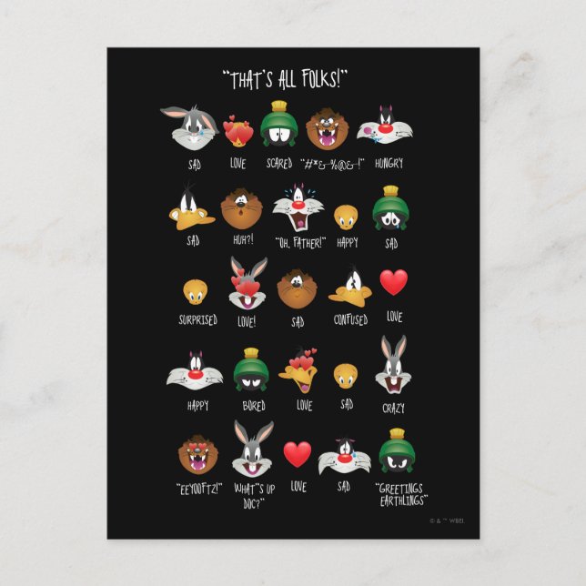 LOONEY TUNES™ Emoji Chart Postcard (Front)