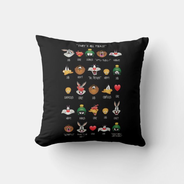 LOONEY TUNES™ Emoji Chart Throw Pillow (Front)