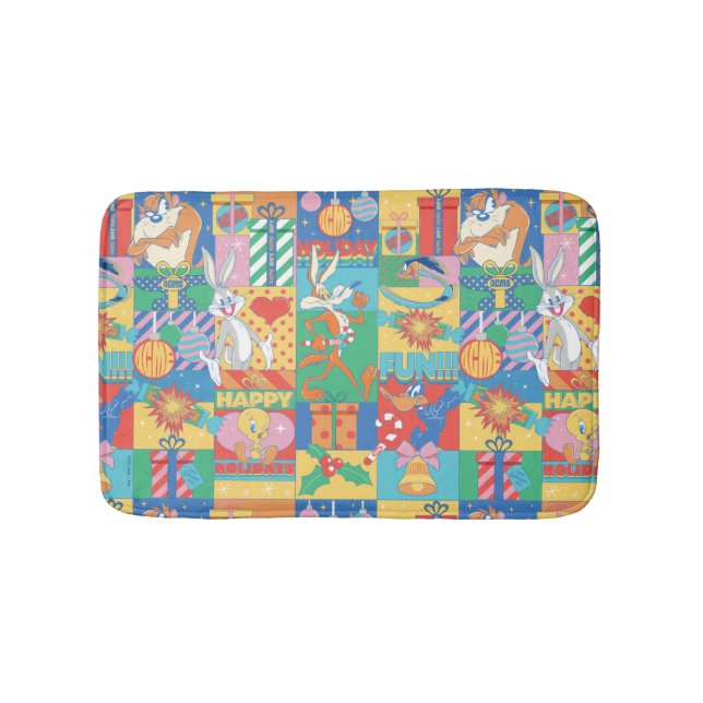 LOONEY TUNES™ | Happy Holidays Christmas Pattern Bath Mat (Front)