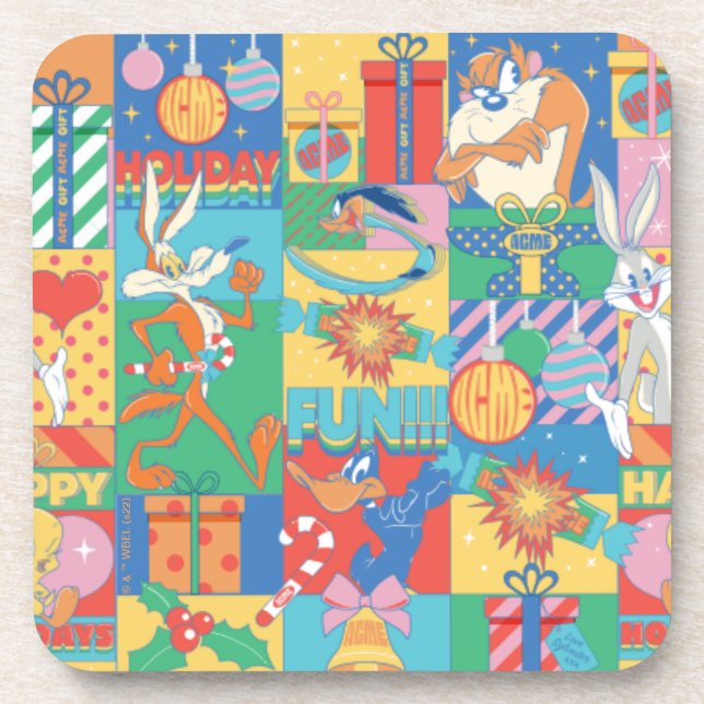LOONEY TUNES™ | Happy Holidays Christmas Pattern Coaster (Front)