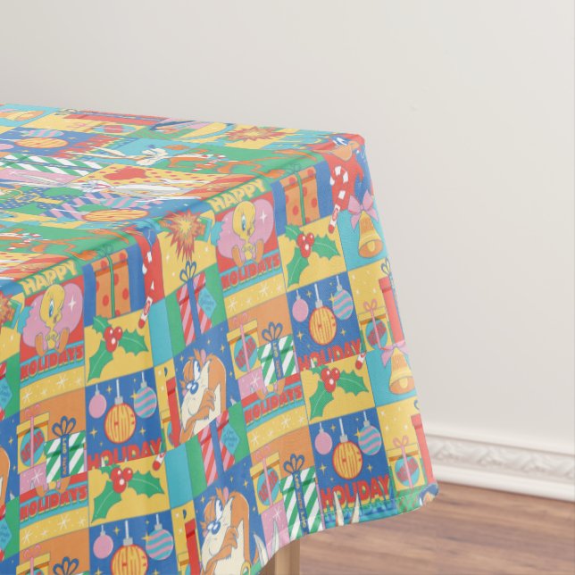 LOONEY TUNES™ | Happy Holidays Christmas Pattern Tablecloth (In Situ)