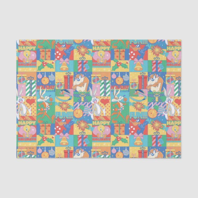 LOONEY TUNES™ | Happy Holidays Christmas Pattern Tissue Paper (Front)