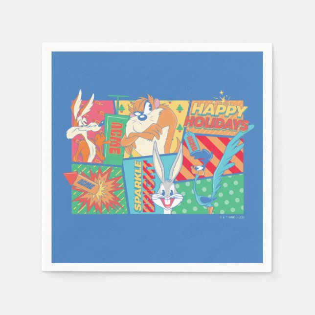 LOONEY TUNES™ | Happy Holidays Pattern Napkin (Front)