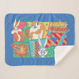 LOONEY TUNES™   Happy Holidays Pattern Sherpa Blanket