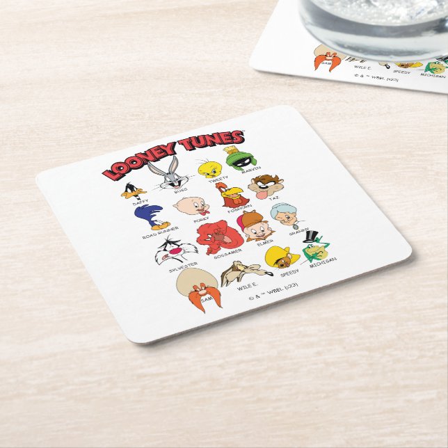 LOONEY TUNES™ Headshots Square Paper Coaster (Angled)