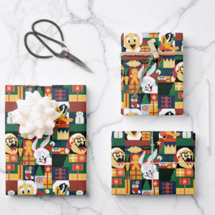 LOONEY TUNES™Holiday Block Pattern Wrapping Paper Sheet