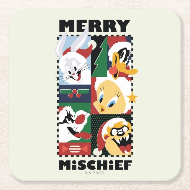 LOONEY TUNES™ Holiday Merry Mischief Square Paper Coaster (Front)