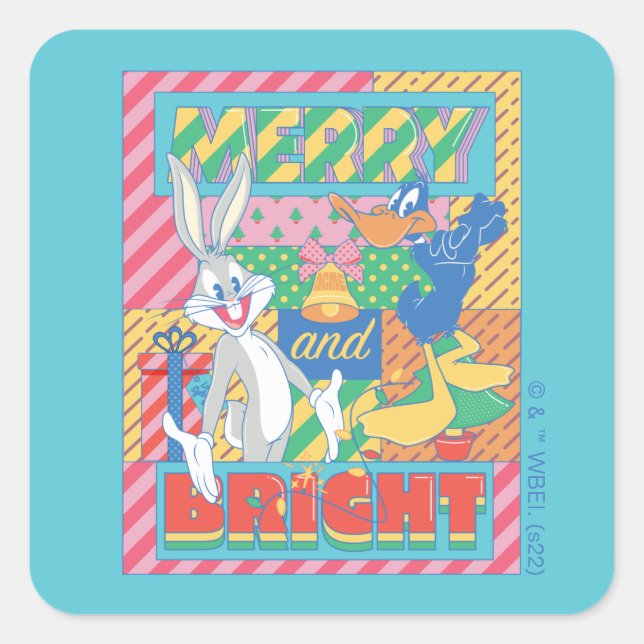 LOONEY TUNES™ | Merry and Bright Christmas Square Sticker (Front)
