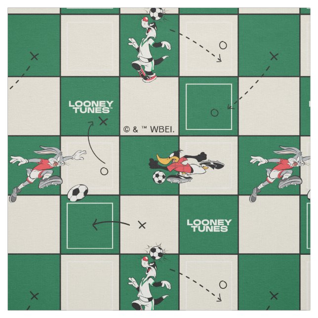 LOONEY TUNES™ Soccer Grid Pattern Fabric (Swatch)