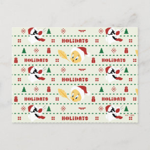 LOONEY TUNES™ SYLVESTER™ & TWEETY™ Holiday Pattern Postcard
